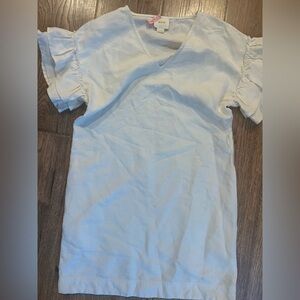 Maeve by Anthropologie Off White Linen blend v neck shift dress XS EUC pockets